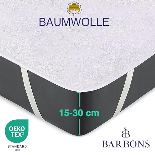 BARBONS Matratzenschoner 180x200 cm - Oeko-TEX Zertifiziert wasserdichte Matratzenauflage Baumwolle Inkontinenzunterlage waschbar Nässeschutz Matratzenbezug Atmungsaktiv 180x200cm 3
