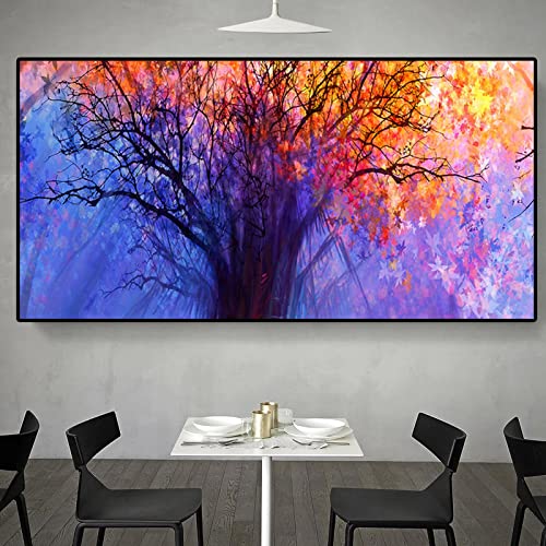 Toile art peinture scandinave arbre abstrait de 50x100 cm sans cadre pour salon