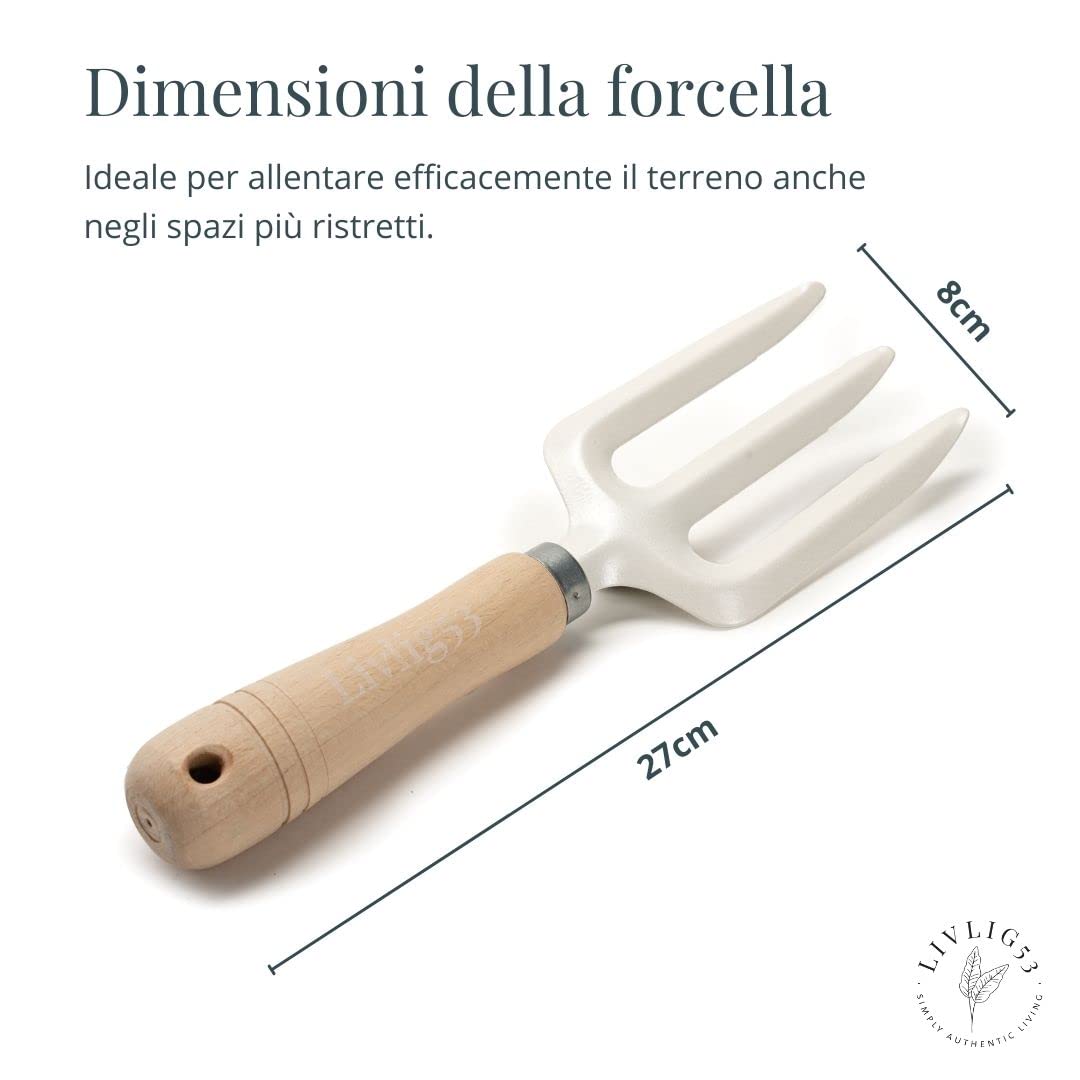 Set di attrezzi da giardino LIVLIG - Set di attrezzi da giardino con pala, rastrello, zappa con forca, manici in legno di quercia e acciaio - regali da giardino per aiuole e giardini