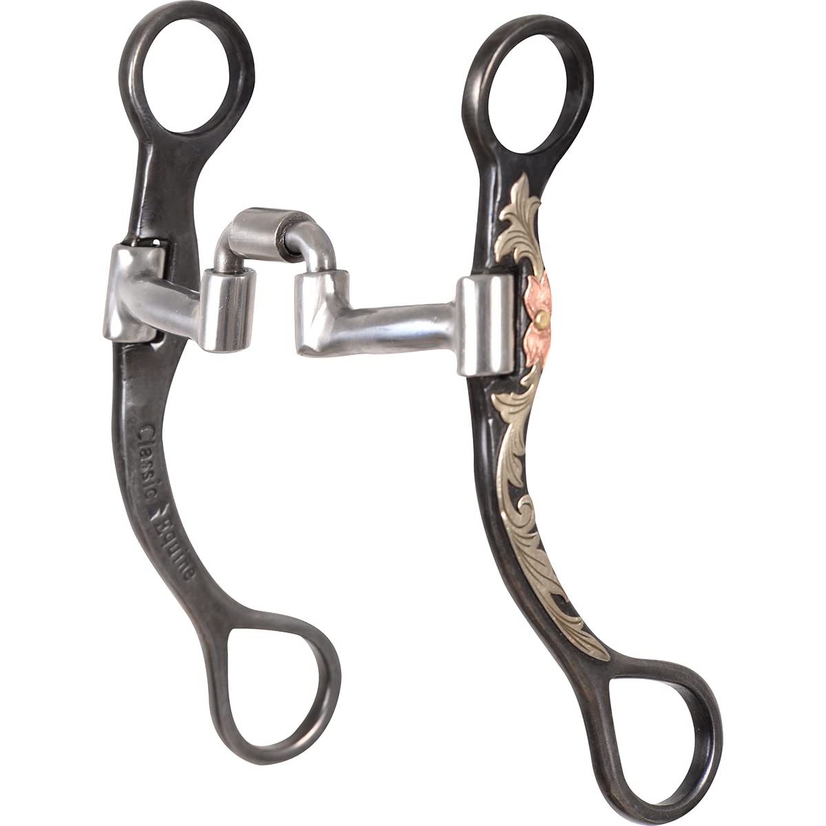 Western Roller Bits Mors De Cheval Western D Ring En Fer Doux Bleu Avec Rouleau Cuivre - Pour équitation Demi Souverain Or