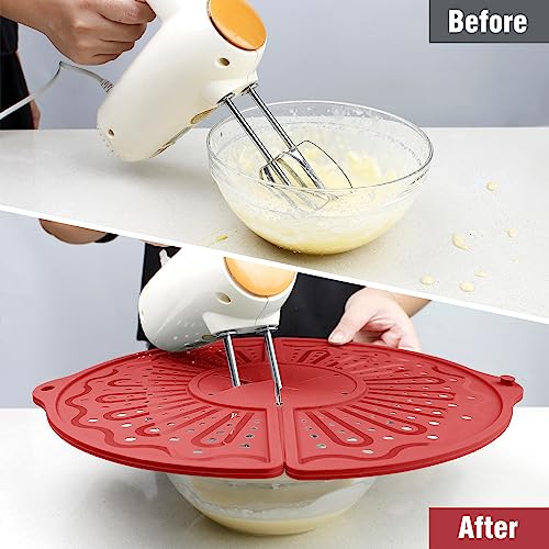 Image of Silicone Splatter Screen For 10, 11 and 12 Inch Frying Pan, Foldable, Multi-Use Grease Trivet Mat, 12 inch Non-Stick Oil Splatter Guard For Mixer, Dishwasher Safe, BPA Free,Red