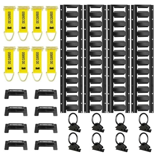 E-Track Tie-Down KIT! 8 Powder-Coated 5' Horizontal E Track Rails, 8 End Caps, 8 Rope Tie-Offs, 8 O Rings | Trailer Accessories, Cargo Securement
