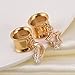 TBOSEN 6PCS Set Gold Crystal Large Dangle Ear Gauges Tunnels Plug Fashion Stretching Tapers Expander Body Piercing Jewelry 2g-5/8 in 6mm-16mm