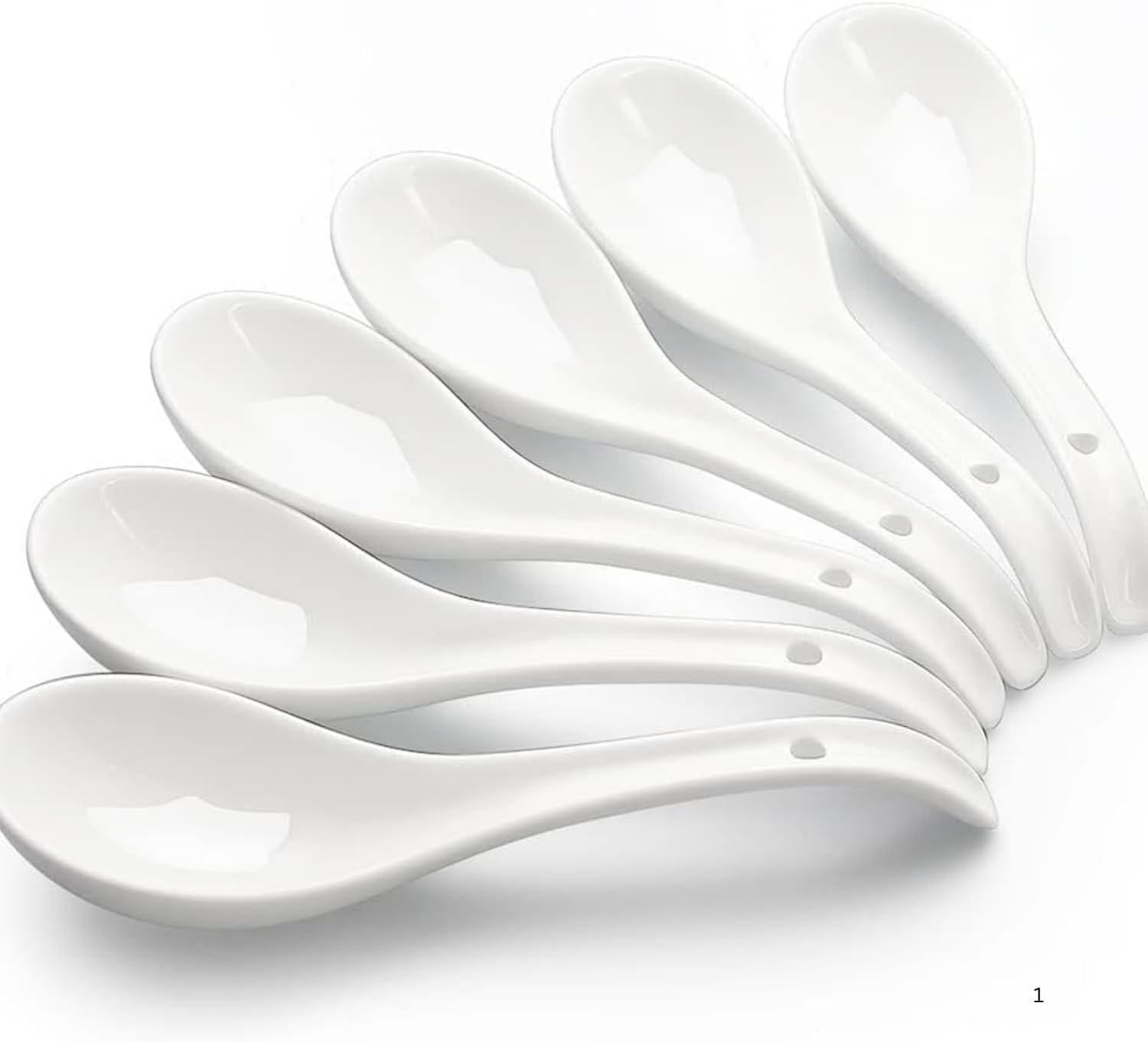 Soup Spoon Set of 6 Pure Ceramic White Color Microwave Safe 15 cm Soup Spoons