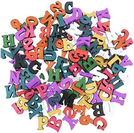 KanDery 200PCS Wooden Alphabet Letters Embellishments, Wood Letters for Scrapbooking Wedding Party Christmas DIY Decorations, Flatback Wood Letters Buttons for Sewing Crafts DIY