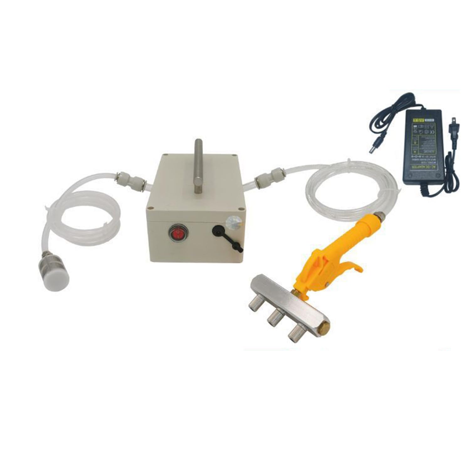 Fleischspritzpistole Pumpe mit Schlauch, Edelstahl Elektrische Marinade InjektorFleischspritze Einzelpistole mit Nadeln für Putenbraten, Schweinefleisch, Rindfleisch,Yellow-3pin