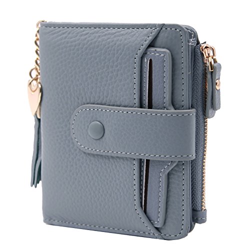 Zooeass Women's Rfid Mini Soft Leather Bifold Wallet With Id Window Card Sleeve Coin Purse(Blue) #TOP2