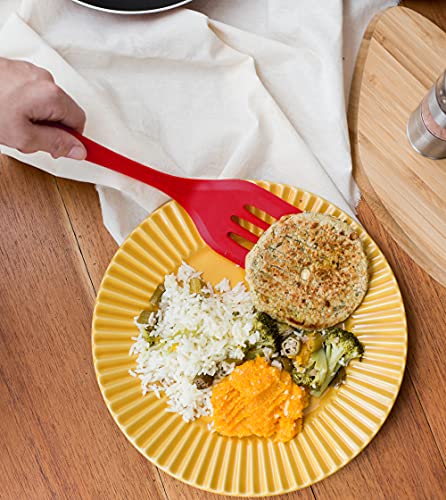 OIKOS Cozinha Espátula Vazada de Silicone, Vermelho, 28 x 7 cm