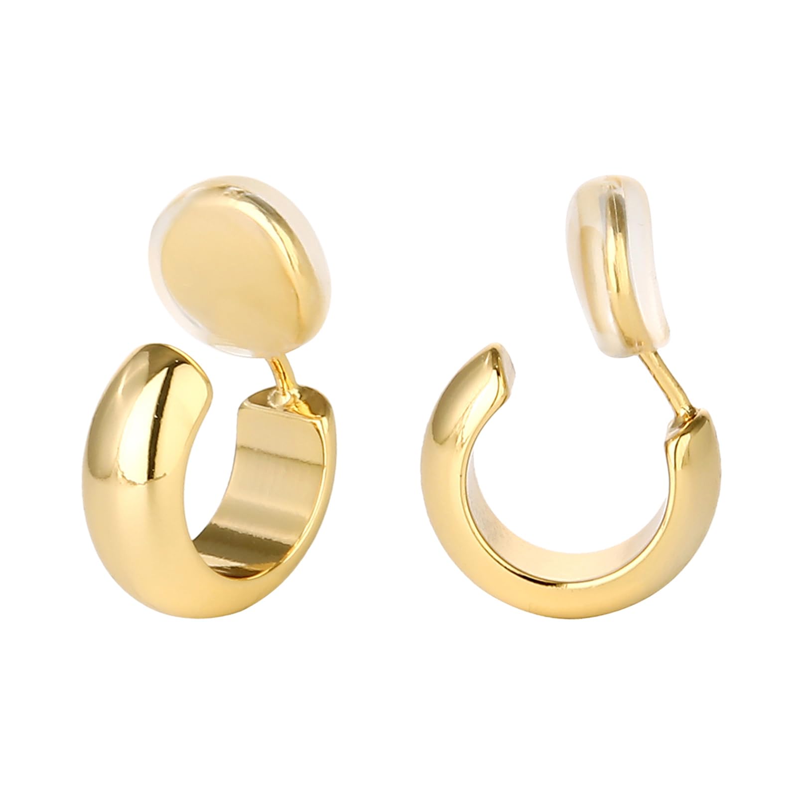 LEMEDO Clip On Hoop Earrings for Women 14K Gold Plated Non Pierced Chunky Clip On Huggie Hoops Adjustable No Piercing Fake Earrings