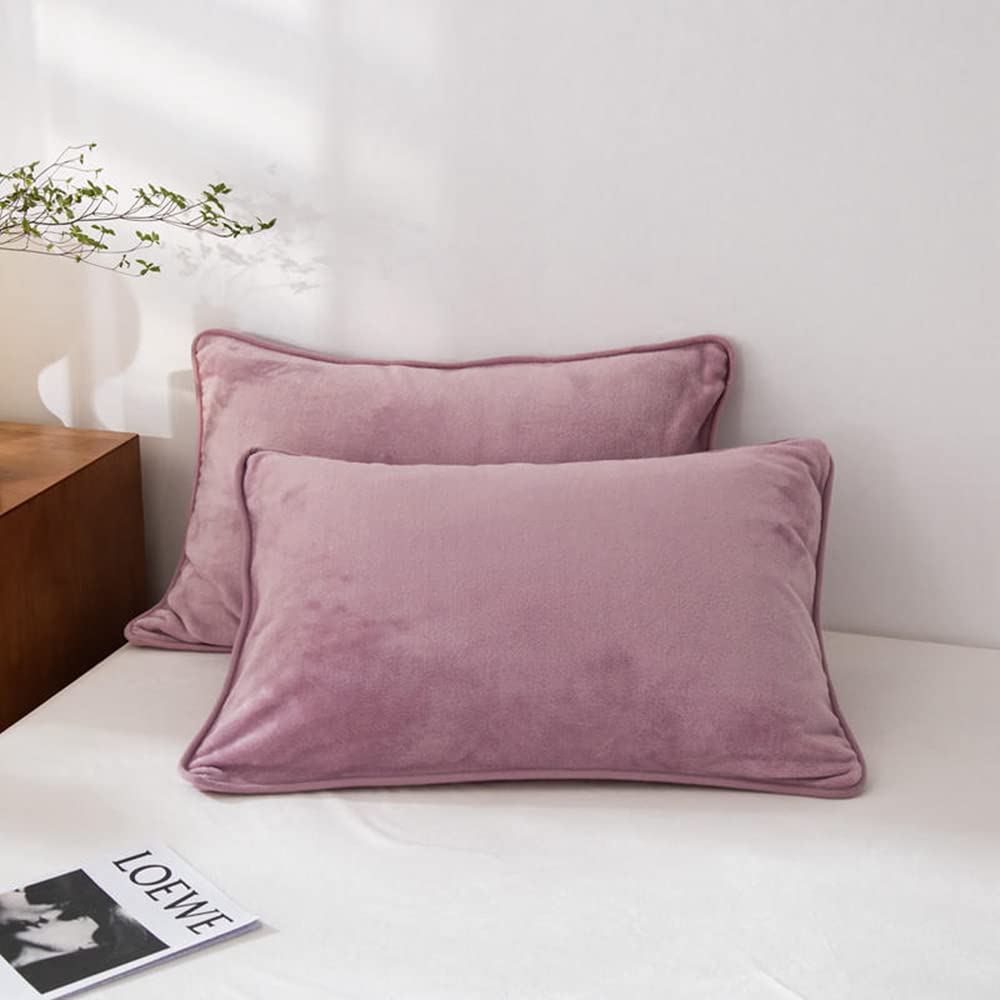 Taie d'oreiller en velours 48x74cm couleur unie lot de 2 pour la chambre