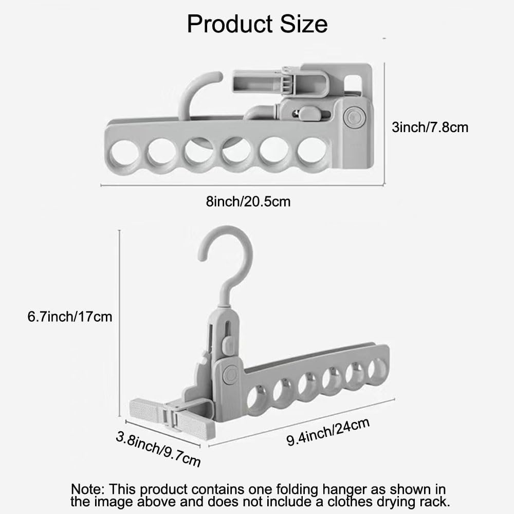 Folding Clothes Hanger Drying Rack,Travel Essentials for Laundry,Portable and Collapsible with Hook,Essentials for Cruise,Vacation,Camping,RV,Road Trip,Hotel,Business Travel, Student Apartment (Grey)