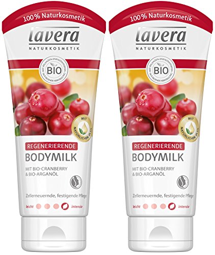 Preisvergleich Produktbild lavera Regenerierende Bodymilk Bio Cranberry und Arganöl. Zellerneuernde Pflege, Festigt die Haut, Body Milk Reife, Bio Pflanzenwirkstoffe, Natural und innovative, Körperpflege 2er Pack (2 x 200 ml)