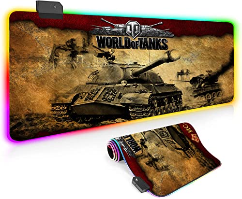 Gaming Mouse Pads Gaming World of Tanks Mouse Pad Pc Computer RGB Large Retro Mouse Pad Gamer XXL Mouse Carpet Pc Desk Play Mat with Backlit,11.8inX27.8in