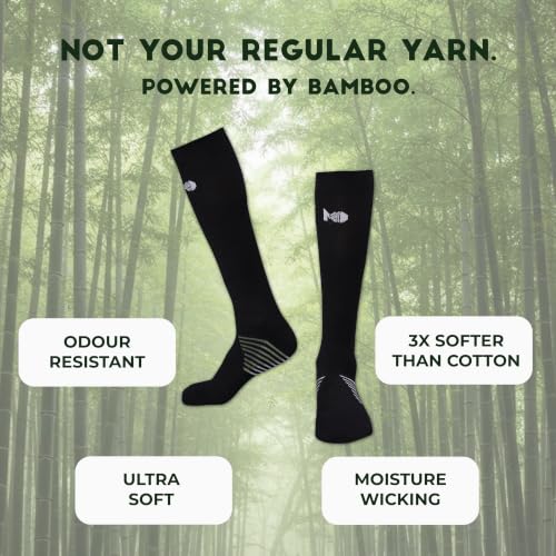 Image of Mint & Oak Bamboo Compression Socks For Men & Women, Sports Socks - Odour Free & Superior Grip, Running, Hiking, Cycling, Boosts Blood Circulation & Recovery