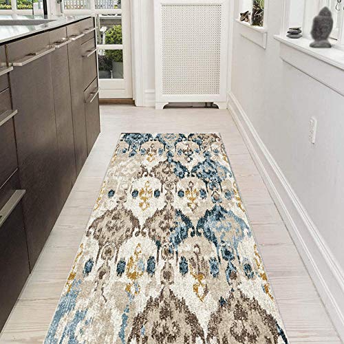 Antidérapant Tapis de Couloir Tapis Moderne Doux, Parfait pour La Chambre pour Couloir pour Cuisine, Chambre à Coucher & Couloir, 8 x Auto-adhésif Tapis Grippers - 40x120cm Cover