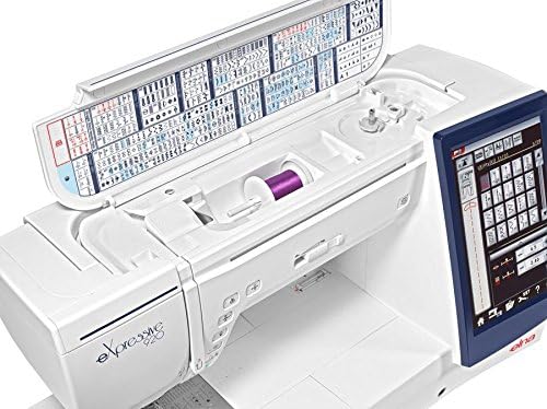 Top view of Elna eXpressive 920 showing thread compartment and stitch guide
