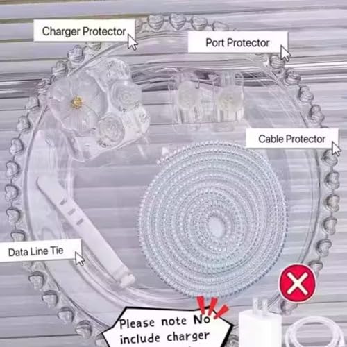 Image of Cable Protector with 3D Cute Pattern for iPhone Charger only 18W & 20W, Data Charging Cable Wire Saver Protective Cable Cover Full Protection Cable Sleeve (3D WHITE FLOWER)
