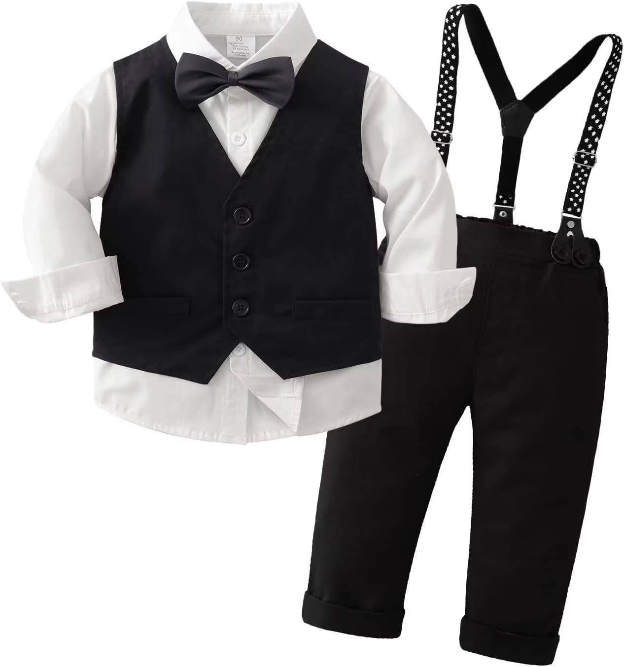 Tiepant Boys 3-Piece Vest Suits Long Sleeve Gentleman Outfits Set for Toddler