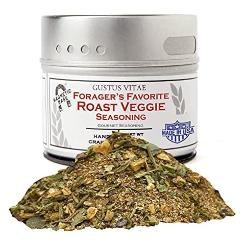 Forager's Favorite: Roast Veggie Seasoning - Authentic Gourmet Spice Mix & Artisanal Spice Blend - Non GMO- 2oz - Small Batch - Magnetic Tin - Gustus Vitae Cover
