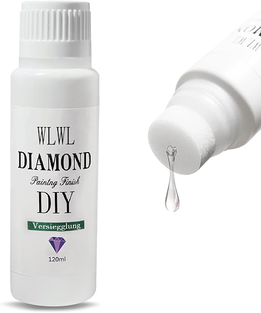 Diamond Painting Sealer, Scdom 120ML Fast Drying Diamond Painting Glue with Sponge Head, DIY Tool Diamond Art Glue for 5D Diamond Painting and Puzzle, Anti-Shedding & Enhance Brightness (4.2 OZ)