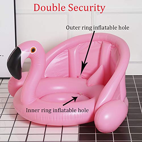Boia de flamingo para bebês com dossel inflável para natação e assento de segurança para bebês menin