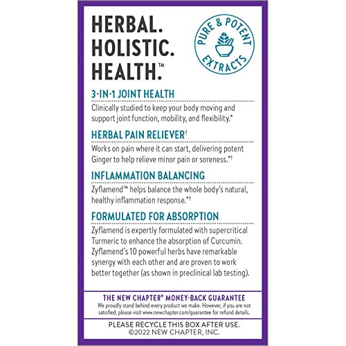 New Chapter Multi-Herbal Pain Reliever+ Joint Supplement, Zyflamend™ 10-In-1 Superfood Blend With Ginger & Turmeric For Healthy Inflammation Response & Herbal Pain Relief+, 180 Count #TOP7