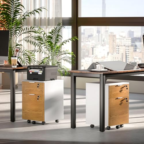 Caisson bureau à roulettes 2 tiroirs verrouillables HOMCOM