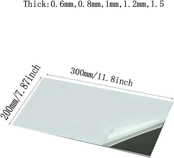 304 Stainless Steel Sheet,Mirror Surface Polishing Finish, Metal raw Materials-200X300MM Thick:1mm