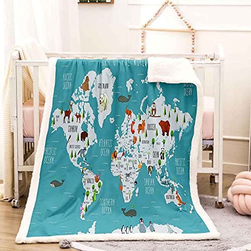 Couverture flanelle impression carte dessin animé plaid microfibre pour lit