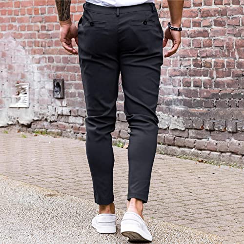 Image of Mens Chinos Slim Fit Pants Stretch Tapered Dress Pant Casual Trousers