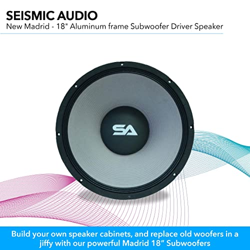 seismic audio - 1834 raw subwooferswoofersspeakers - pa dj pro audio replacement sub - 750 watts rms - 240 oz magnet - 8 ohms - 434 voice coil