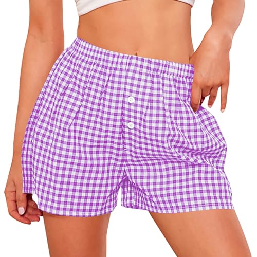 Image of PRETTYGARDEN Womens Summer Gingham Boxer Shorts