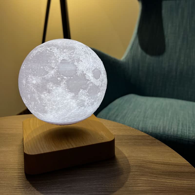 MAGLE Schwebende Mondlampe Magnetische Mondlampe 3D Mondlicht Nachtlicht (Hellbraun)