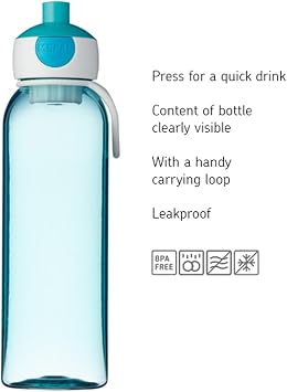 Mepal - Pop-Up Campus water bottle, leak-proof beverage bottle for school and travel, clear cup, BPA-free and dishwasher safe, 500ml, green