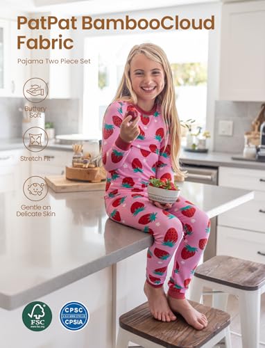 Image of PATPAT Toddler & Kids Pajama Sets with Bamboo Viscose, Snug Fit Pjs for Girls, All-Season Comfort Sleepwear, Ages 2-12 Years