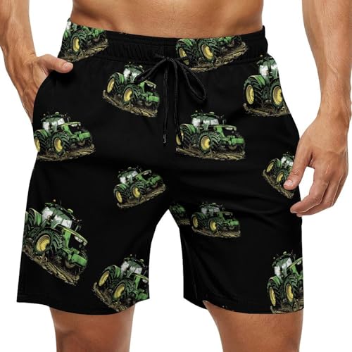 Farm Tractor Mens Swim Trunks Shorts Beach Pants Swimming Trunk Mesh Lining with Pockets
