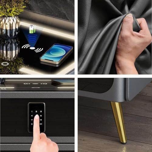 Table de chevet avec station de charge et lumiere LED - 7