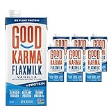 Good Karma Flaxmilk +Protein, Vanilla, 8g Plant Protein + 1200mg Omega-3 Per Serving, 32 oz...