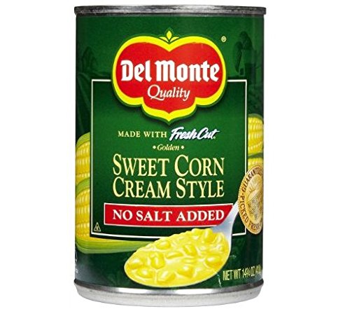 Del Monte No Salt Added Sweet Cream Style Corn Lot de 6 boîtes de 418 g