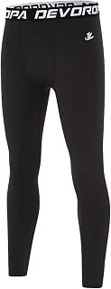 DEVOROPA Boys Youth Compression Leggings Pants - Quick Dry Sports Tights for Basketball Soccer Football Baselayer Slim/Regular/Husky