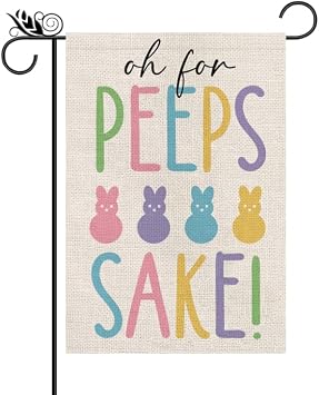 Easter Garden Flag Bunny Burlap Vertical Double Sided Funny Holiday Rabbit Outdoor Yard Decor 12.5x18 Inch