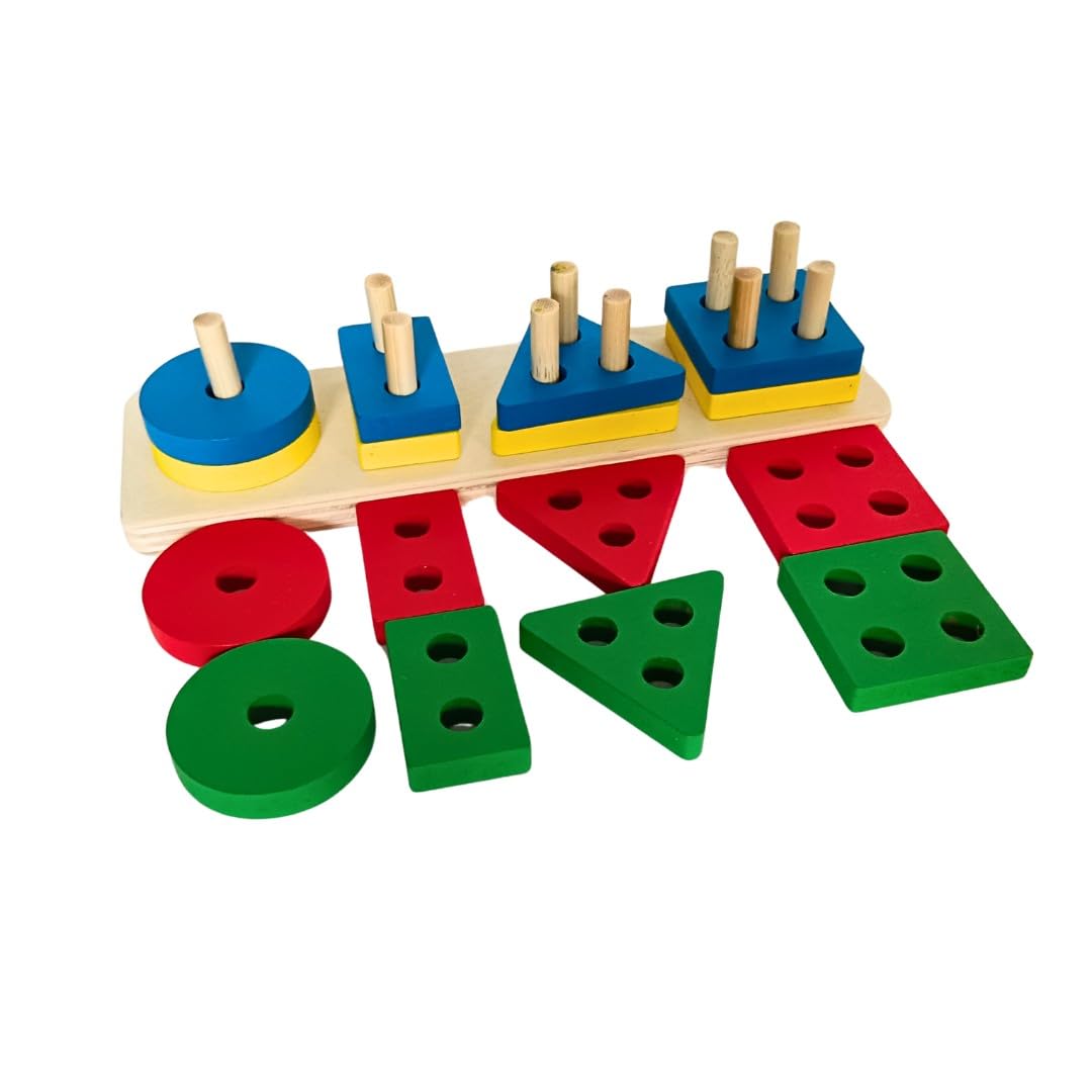 Eco Elf Wooden Angle Geometric Blocks Stacker Shape Sorter Column Puzzle Montessori Education Colour Recognition Toys for Kids 4 Column Geometric Shape Puzzle Activity for Kids (4 Column) (B0D59Y3G9L) Amazon Price History, Amazon Price Tracker