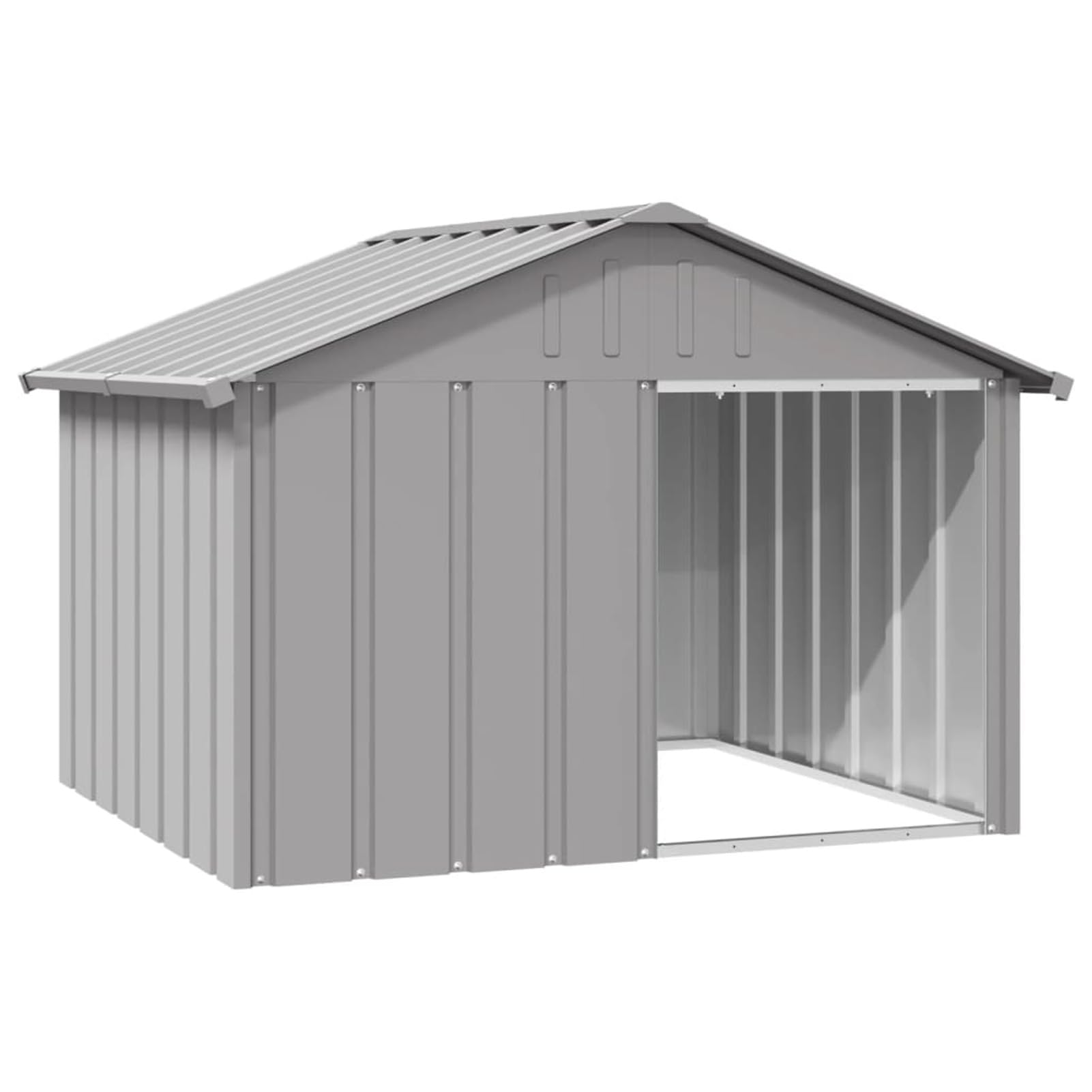 IKAYAA Caseta para Exteriores Grande, Caseta para Perros Acero Galvanizado 116.5 x 103 x 81.5 cm Gris