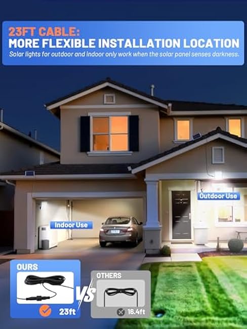 Solar Flood Lights Outdoor Waterproof-2 Pack,Solar Motion Lights Outdoor Waterproof with 23ft Cable,5 Modes & IP65,126 LED L¨¢mparas Solares para Exteriores,Solor Outside Light for Shed/Patio