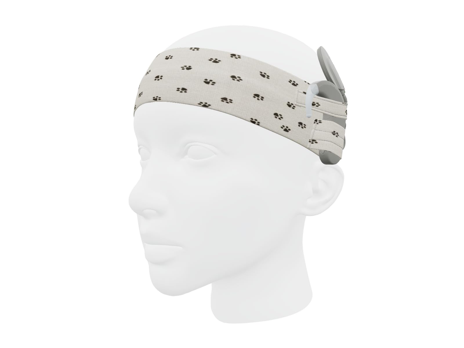 SmartEAR: Diadema Universal para procesadores de Sonido e implantes cocleares, para niños y Adultos, Comodidad y protección - S - Beige con Huellas