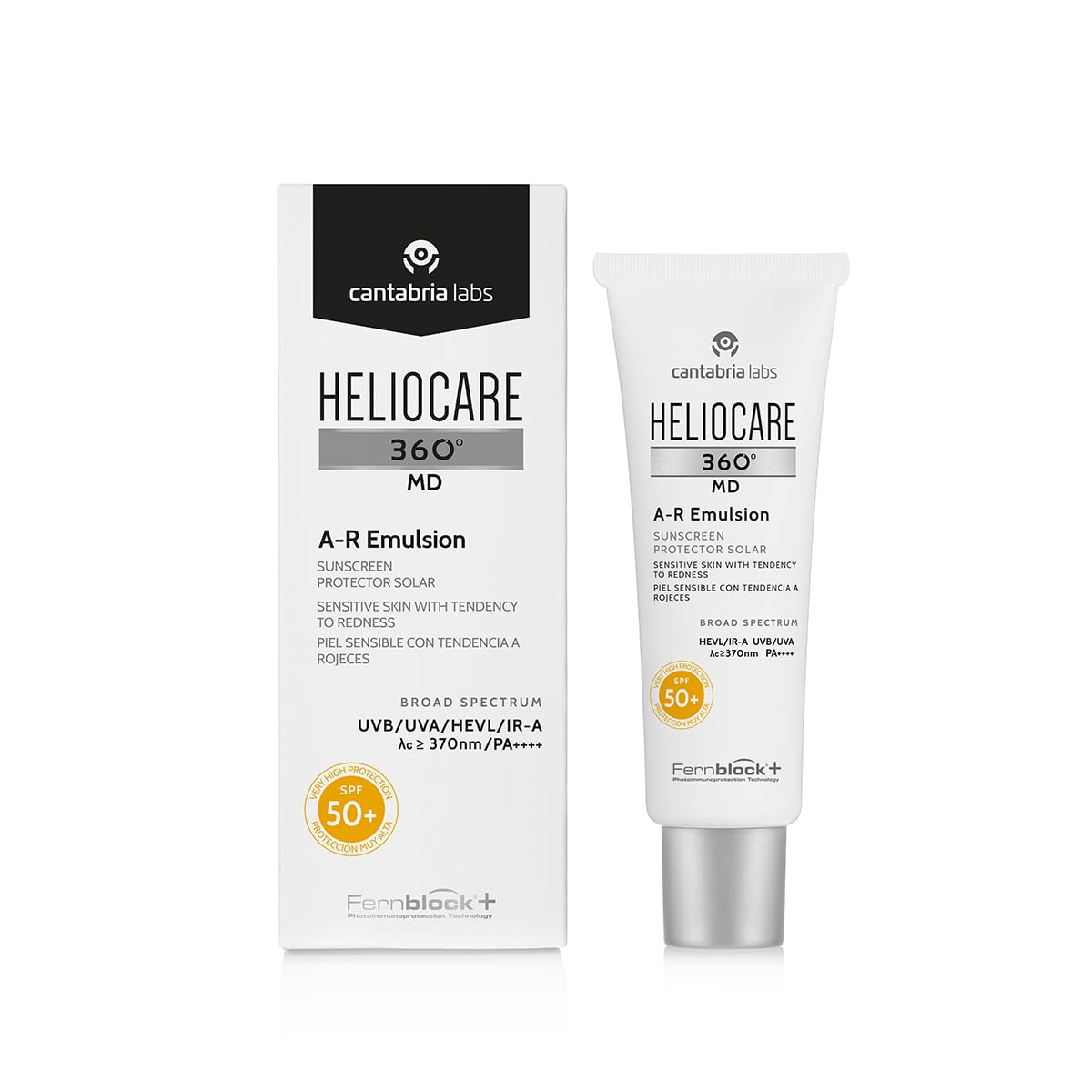 Cantabria Labs Heliocare 360º Md A-R Emulsión SPF50+.- Fotoprotección de amplio espectro,para pieles sensibles, atópicas y con tendencia a la rosácea, con acabado suave y sedoso, 50 ml