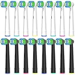 Oral B Compatible Toothbrush Heads, 16pcs Betterchoi Replacement Brush Heads for Most Braun Oral B Electric Toothbrushes, 8pcs White and 8pcs Black.