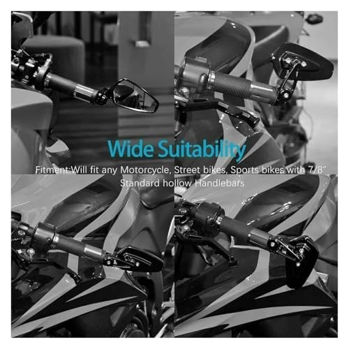 Rétroviseurs Moto Universels 7/8 Guidon Pliables Ajustables - 5