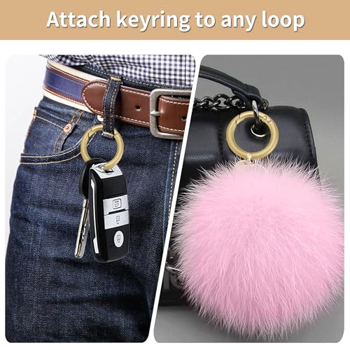 Image of Gkeygo Key Ring Clip, 4 /5 Inch Keychain Rings, 8 Pack Round Carabiner Clip for Keys, Buckle, Bags, Purses - Key Chain Hooks Replacement Keychains Lanyard DIY Crafts - Pearl Gold