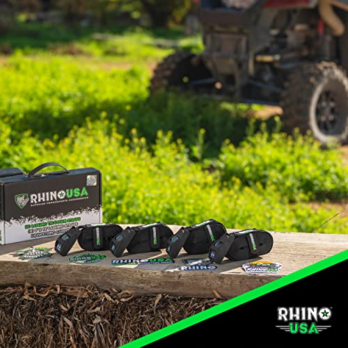 Rhino USA Lashing Straps Cargo Tie Downs (4PK) - 1,320lb lab Inspected Max Break Strength, Includes (4) Heavy Duty 1in x 12ft Cam Buckle Pull Straps. Best for Kayak, Cooler, Cargo